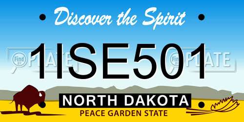 1ISE501 North Dakota License Plate