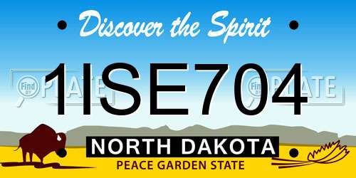 1ISE704 North Dakota License Plate