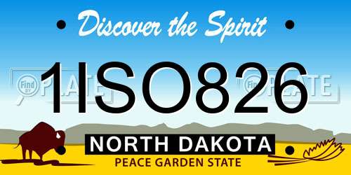 1ISO826 North Dakota License Plate