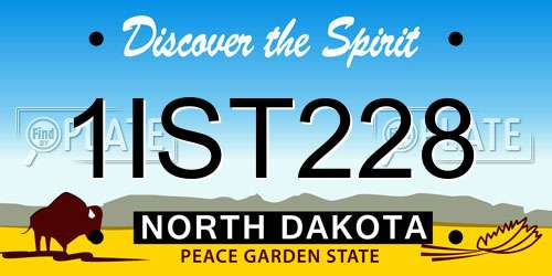 1IST228 North Dakota License Plate