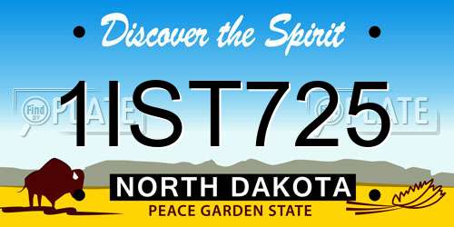 1IST725 North Dakota License Plate