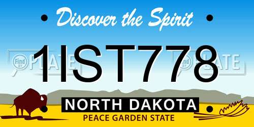 1IST778 North Dakota License Plate