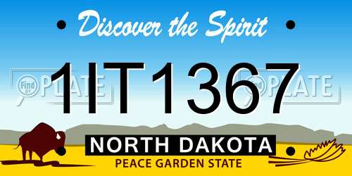 1IT1367 North Dakota License Plate