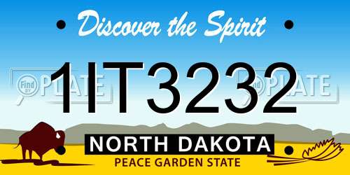 1IT3232 North Dakota License Plate
