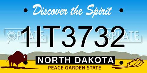 1IT3732 North Dakota License Plate