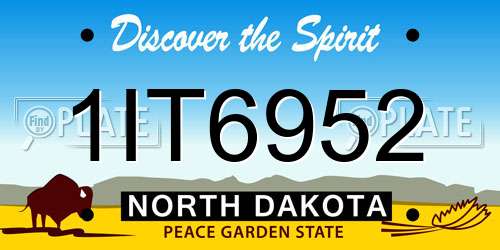 1IT6952 North Dakota License Plate