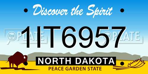 1IT6957 North Dakota License Plate