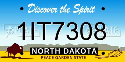 1IT7308 North Dakota License Plate