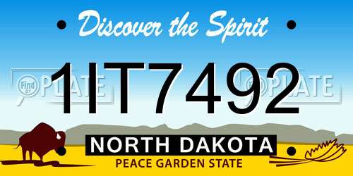 1IT7492 North Dakota License Plate