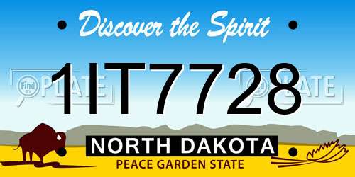 1IT7728 North Dakota License Plate