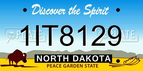 1IT8129 North Dakota License Plate