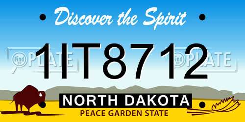 1IT8712 North Dakota License Plate