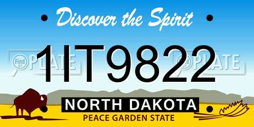 1IT9822 North Dakota License Plate