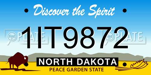 1IT9872 North Dakota License Plate