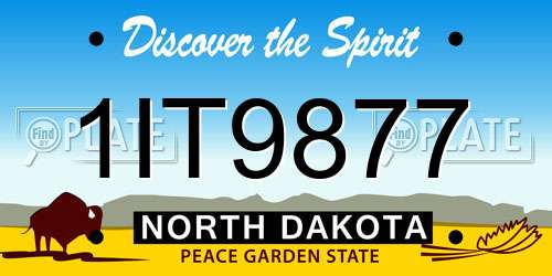 1IT9877 North Dakota License Plate