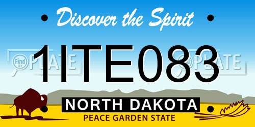 1ITE083 North Dakota License Plate