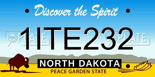1ITE232 North Dakota License Plate