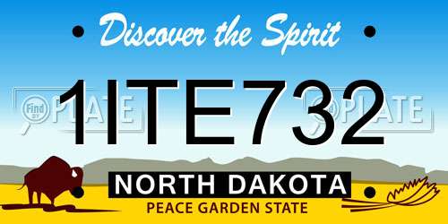 1ITE732 North Dakota License Plate