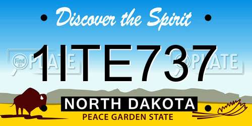 1ITE737 North Dakota License Plate