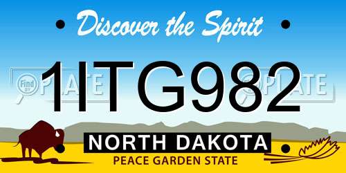 1ITG982 North Dakota License Plate