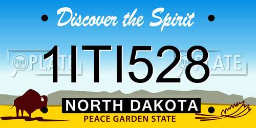 1ITI528 North Dakota License Plate