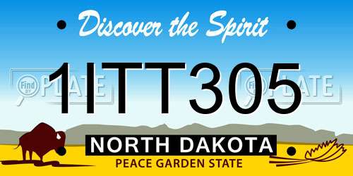 1ITT305 North Dakota License Plate
