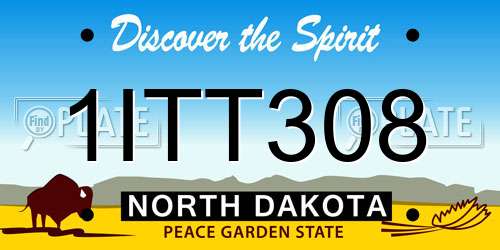 1ITT308 North Dakota License Plate