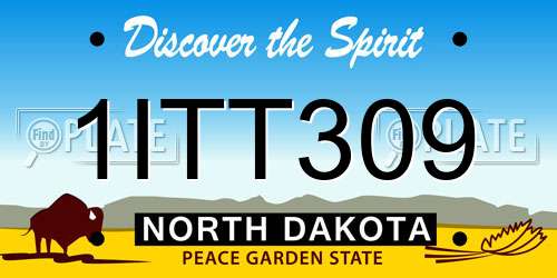 1ITT309 North Dakota License Plate
