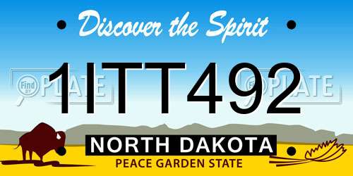 1ITT492 North Dakota License Plate