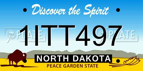 1ITT497 North Dakota License Plate