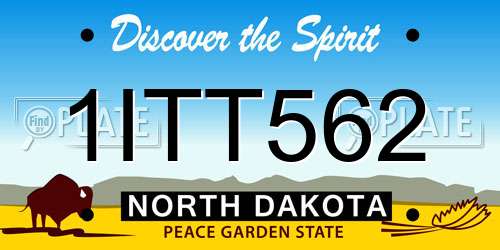1ITT562 North Dakota License Plate