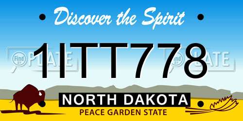 1ITT778 North Dakota License Plate