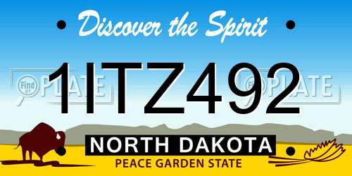 1ITZ492 North Dakota License Plate