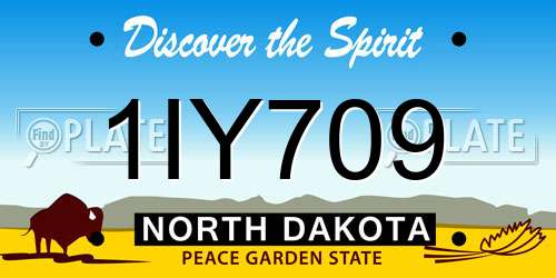 1IY709 North Dakota License Plate