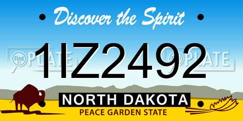 1IZ2492 North Dakota License Plate