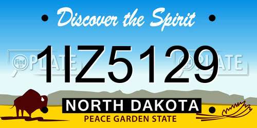 1IZ5129 North Dakota License Plate