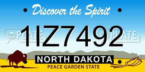 1IZ7492 North Dakota License Plate
