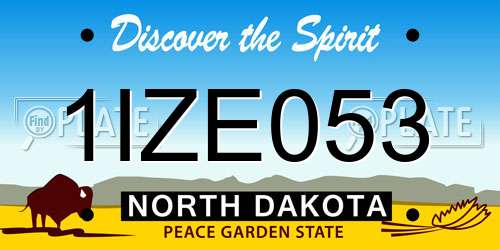 1IZE053 North Dakota License Plate