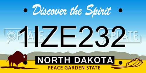 1IZE232 North Dakota License Plate