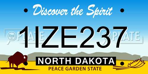 1IZE237 North Dakota License Plate