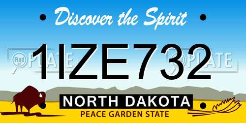 1IZE732 North Dakota License Plate