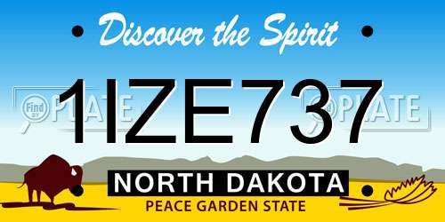 1IZE737 North Dakota License Plate