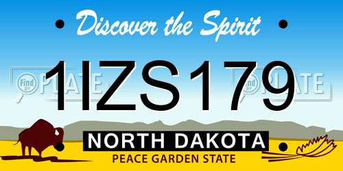 1IZS179 North Dakota License Plate