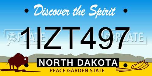 1IZT497 North Dakota License Plate
