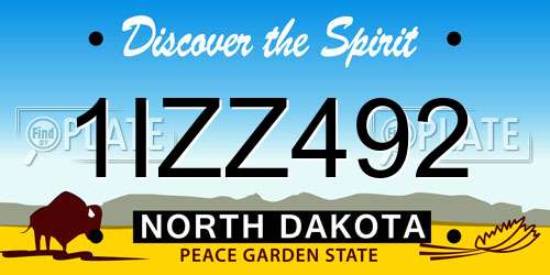 1IZZ492 North Dakota License Plate