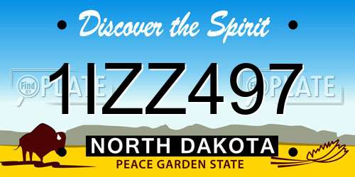 1IZZ497 North Dakota License Plate