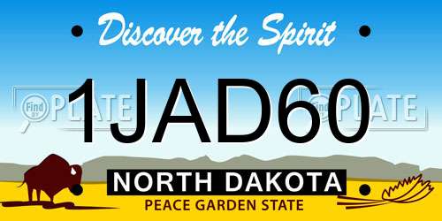 1JAD60 North Dakota License Plate