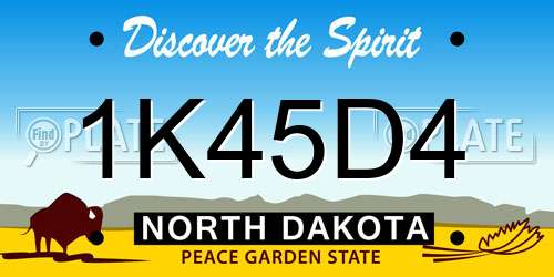 1K45D4 North Dakota License Plate