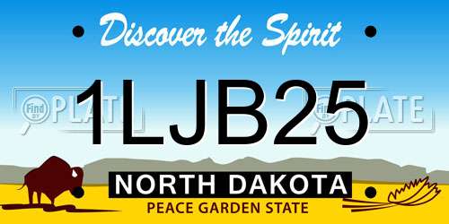 1LJB25 North Dakota License Plate