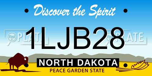 1LJB28 North Dakota License Plate